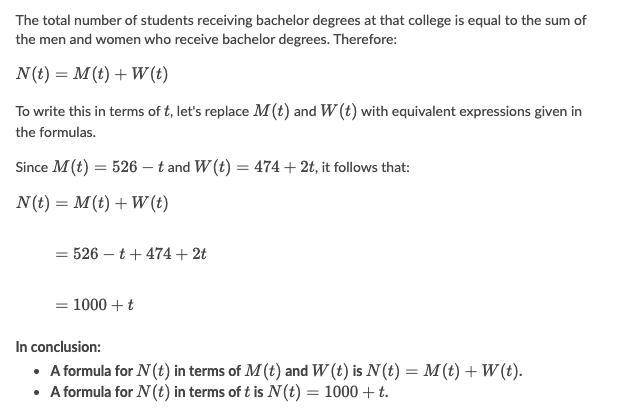 one college states that the number of men, M, and the number of women, W, receiving-example-1