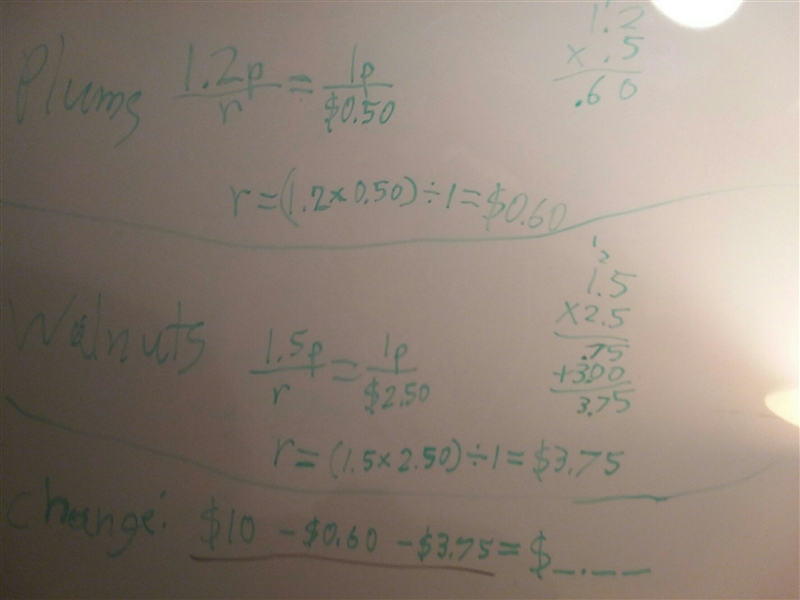 Dave bought 1.2 pounds of plums for 0.50 per pound he also bought 1.5 pounds of walnuts-example-1