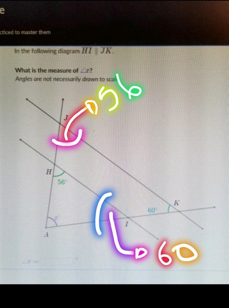 In the following diagram HI || JK. What is the measure of x?​-example-1