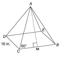 Pyramid ABCDE is a square pyramid. What is the lateral area of pyramid ABCDE ?-example-1