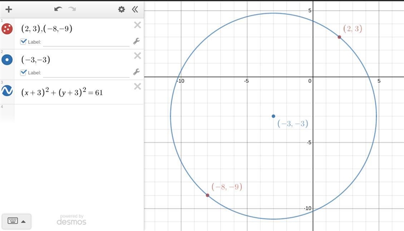 Write the standard form of the equation of the circle with the given characteristics-example-1