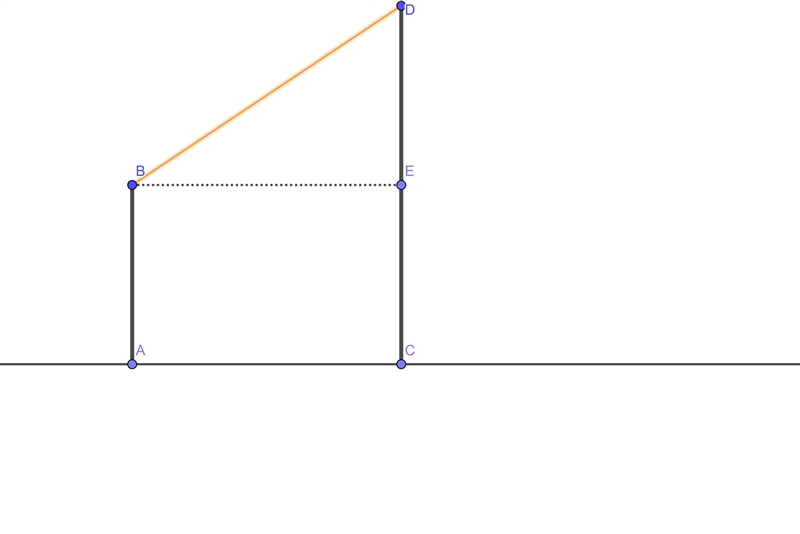 The bottoms of two vertical poles are 12 feet apart and are on a region of flat ground-example-1