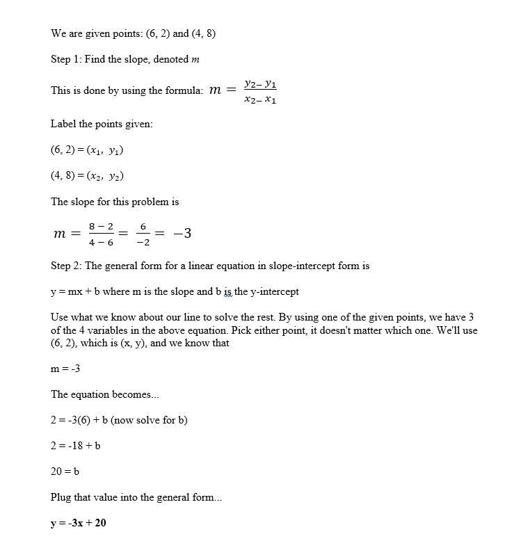 What is the slope-intercept form of the function that contains the points (6, 2) and-example-1