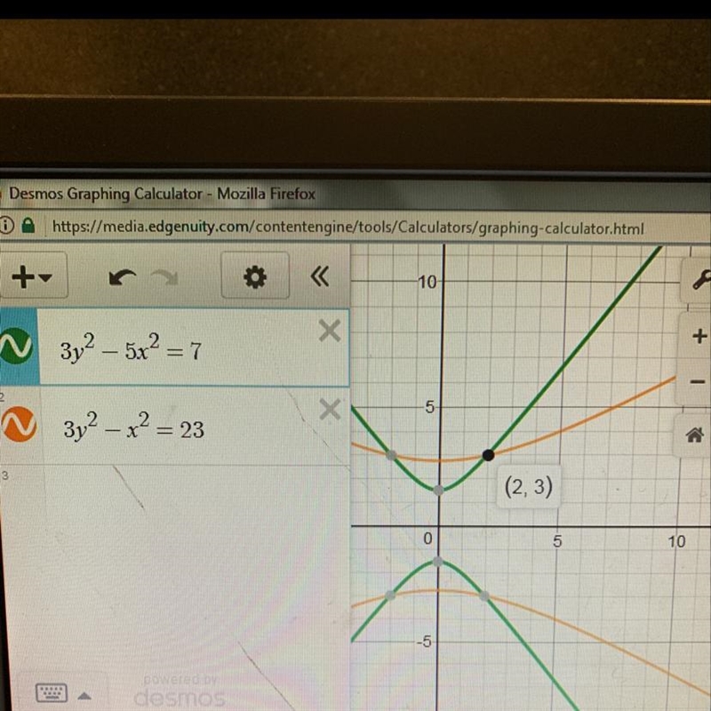 For the system shown below, what are the coordinates of the solution that lies in-example-1