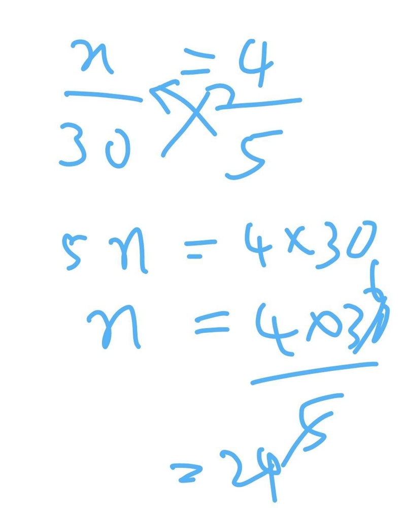 Fill in the blank to make sure the two fractions equivalent. /30 = 4/5-example-1