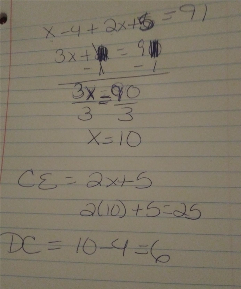 Point C is between D and E and DE = 91 what is DC?-example-1