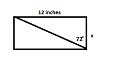 A rectangular tile has a thin diagonal line drawn in its design. The longer dimension-example-1