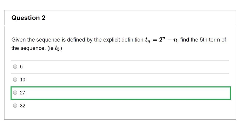 Which sequence could be described by the explicit definition: t_n=2^n+1t n = 2 n + 1 A-example-2