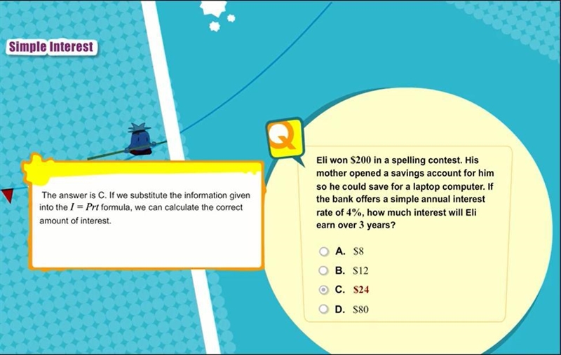 Eli won $200 in a spelling contest. His mother opened a savings account for him so-example-1