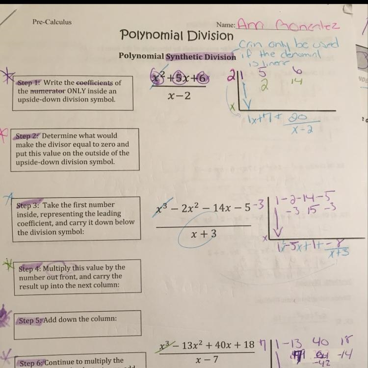 90 POINTS ASAP Use long division to divide these two polynomials and show all of your-example-1