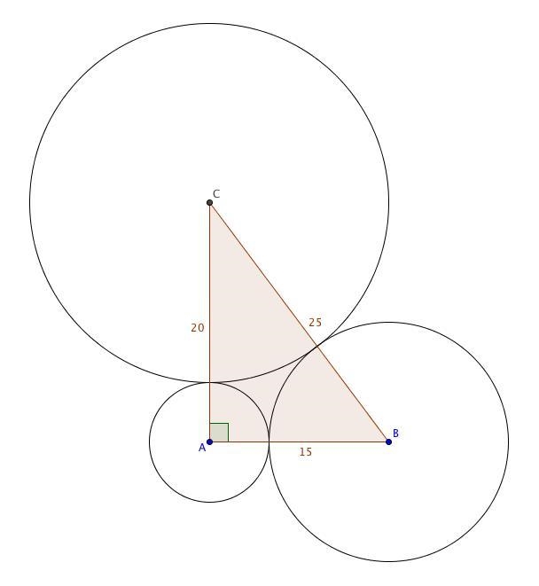 Three circles with radii 5, 10, and 15 ft are externally tangent to one another, as-example-1