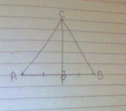 Given: CP is perpendicular to AB, CP bisects AB, Prove: CA=CB-example-1