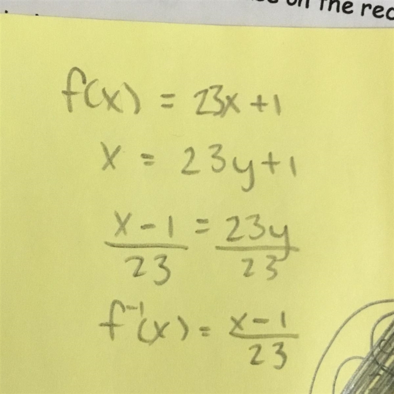 106. Find the inverse g for each function f. c.f(x) =23x+ 1-example-1