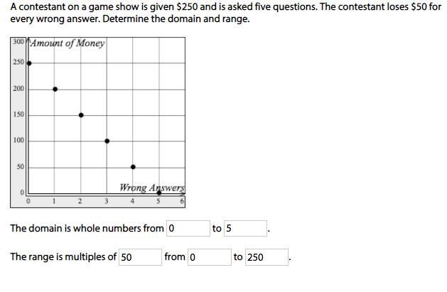 A contestant on a game show is given $250 and is ask five questions the contestant-example-1