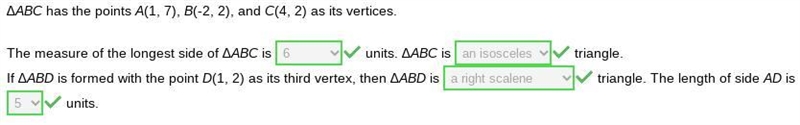 ?ABC has the points A(1, 7), B(-2, 2), and C(4, 2) as its vertices. The measure of-example-1