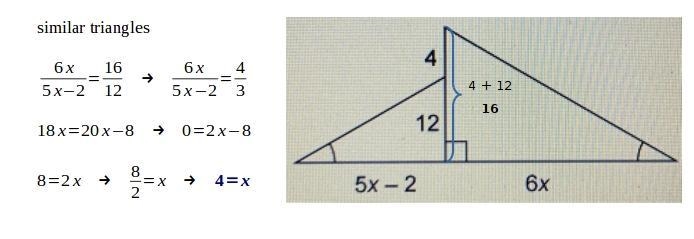 The two triangles are similar. What is the value of x?-example-1