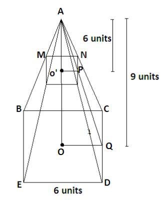 Problem1 a right square frustum is formed by cutting a right square pyramid with a-example-1