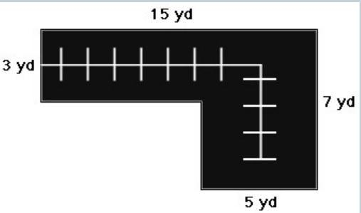 The parking lot of a store has the shape shown. All angles are right angles. What-example-1