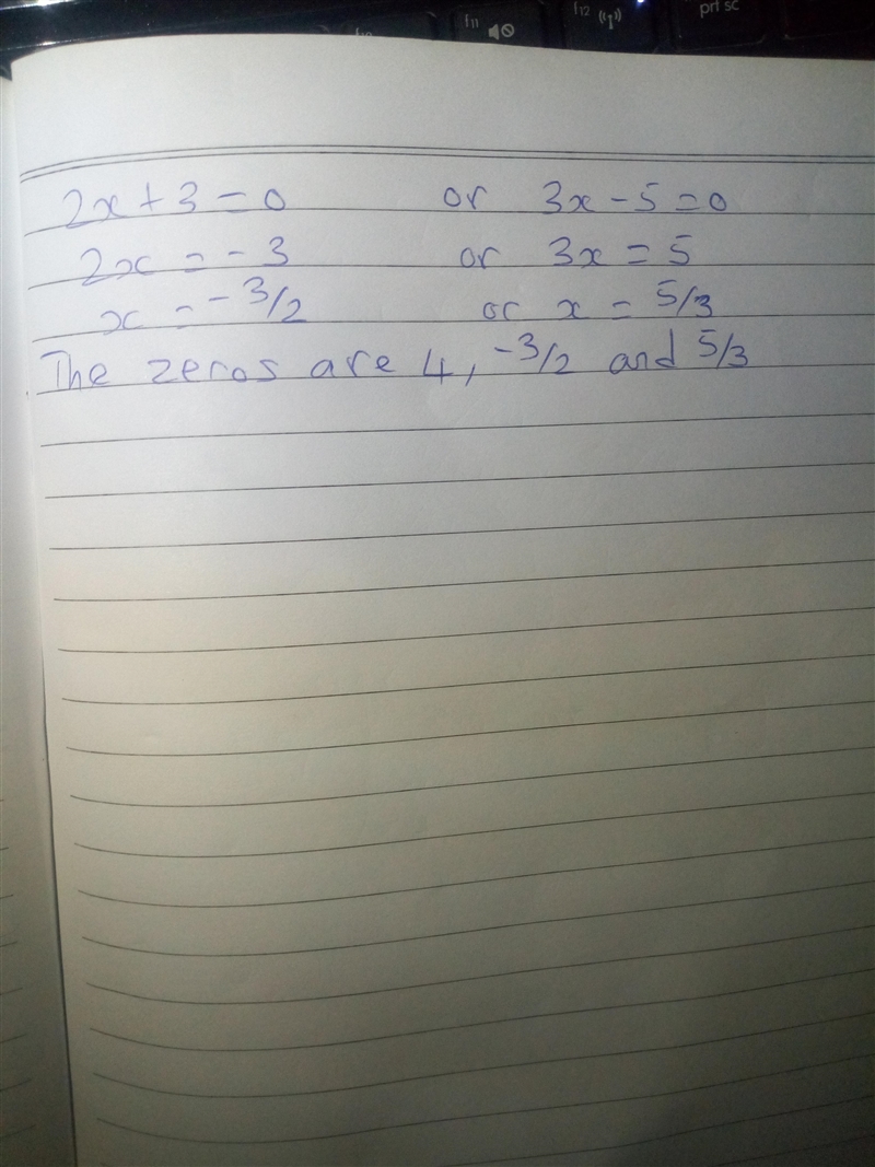 Consider the function p(x)=6x^3-25x^2-11x+60. One zero of p(x) is 4. Find the other-example-2