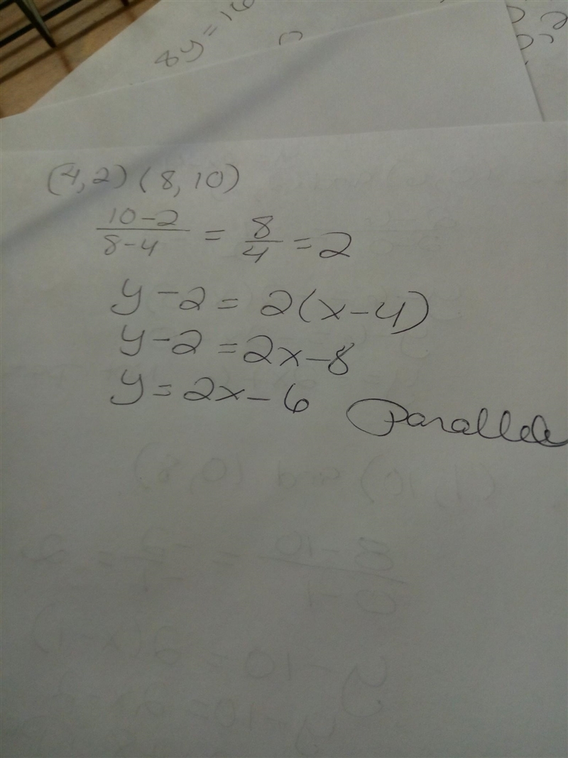 Help!!! Which of the following lines would be parallel to y = 2x -4. (Select ALL that-example-2