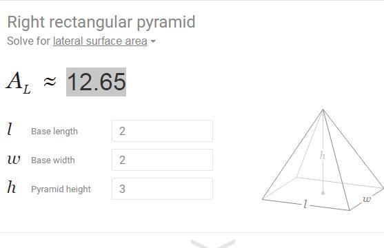 Find the lateral area for the regular pyramid?? L.A. fill in the blanks.-example-1