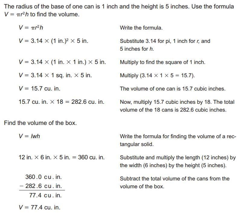 A box is packed with 18 cans of cola. The radius of the base of one can of cola is-example-1