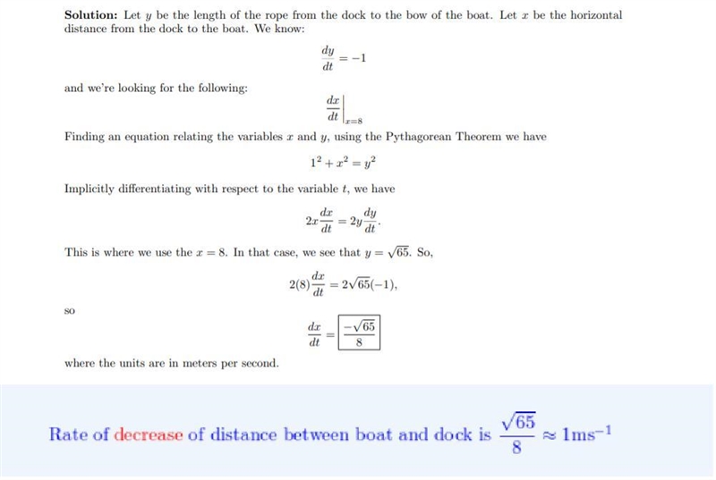 A boat is pulled into a dock by a rope attached to the bow of the boat and passing-example-1