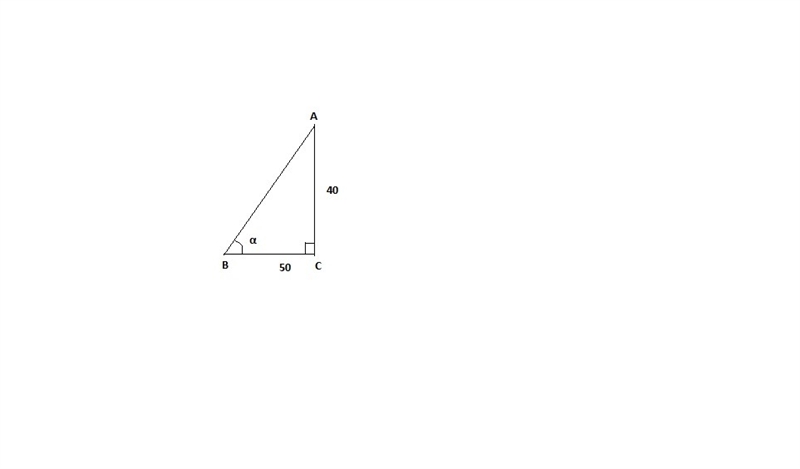 A utility pole is 40 ft tall. The pole creates a 50 ft shadow. What is the angle of-example-1