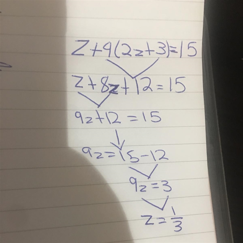 Z+4(2z+3)=15 Distributive property-example-1