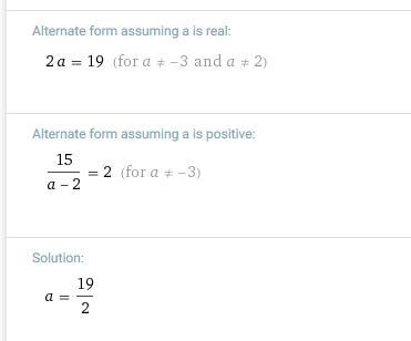 Find the value of a in the equation 5/a+3 = 3/a-2-example-2