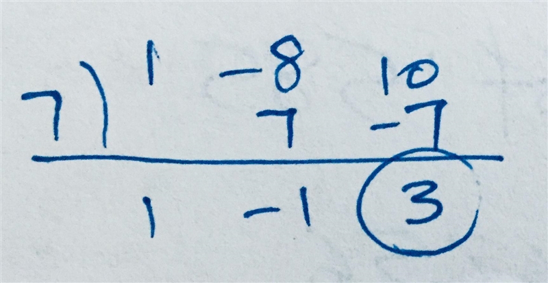 1 Point What is the remainder for the synthetic division problem below? ​-example-1