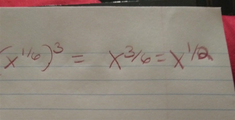 Simplify the expression (x^1/6)^3-example-1