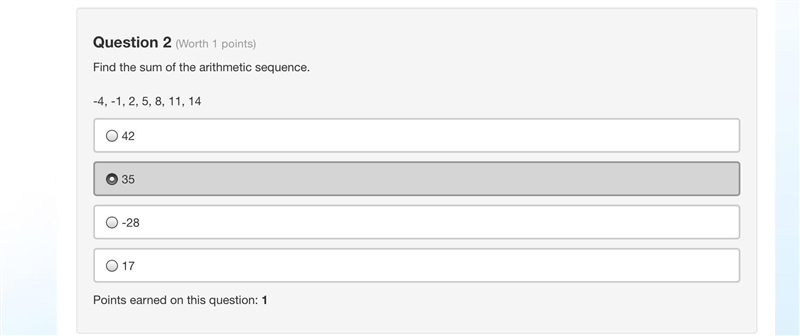 Find the sum of the arithmetic sequence. -4, -1, 2, 5, 8, 11, 14-example-1