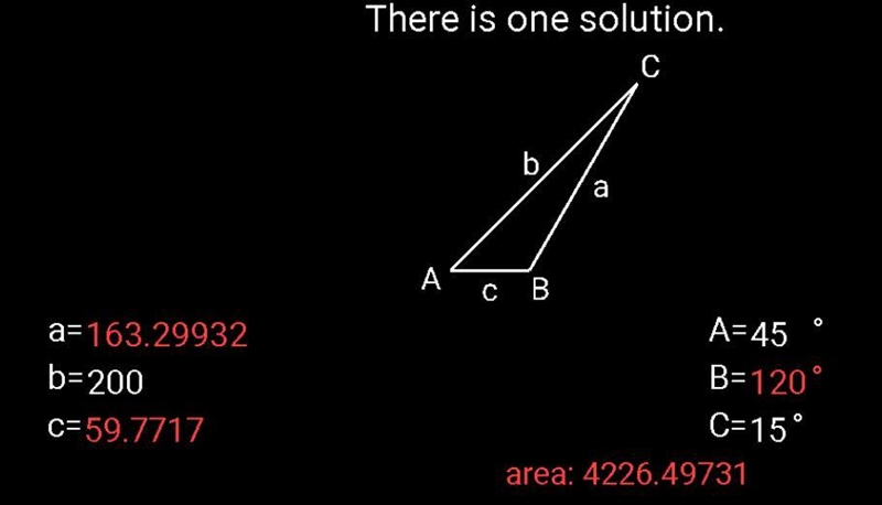 Solve the given triangles by finding the missing angle and other side lengths.-example-2