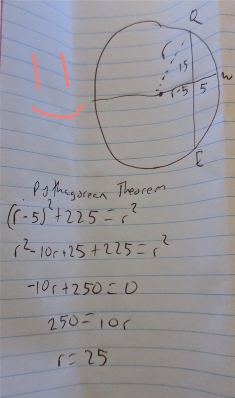 TW is a perpendicular bisector of chord QE. Identify the diameter. The answer with-example-1