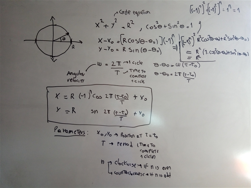 The position of an object in circular motion is modeled by the given parametric equations-example-1