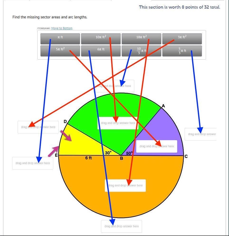 PLEASE HELP 30+ POINTS Find the missing sector areas and arc lengths.-example-1