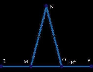 Given ΔMNO, find the measure of ∠LMN. Triangle MNO with segment LM forming a straight-example-1