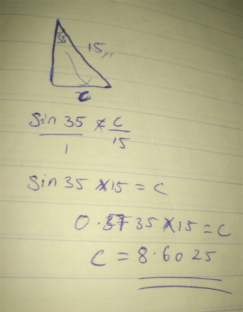 In the triangle below, determine the value of c.-example-1