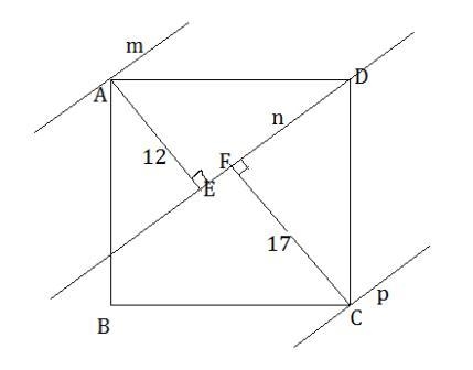 ABCD is a square. Parallel lines m, n, and p pass through vertices A, B, and C, respectively-example-1