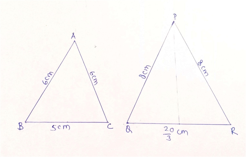 Draw a isosceles triangle ABC in which AB=AC=6cm and BC=5cm. Construct a triangle-example-1