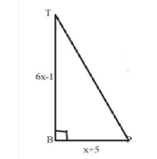 Phil is standing x+5 feet from the base of a building. The height of the building-example-1