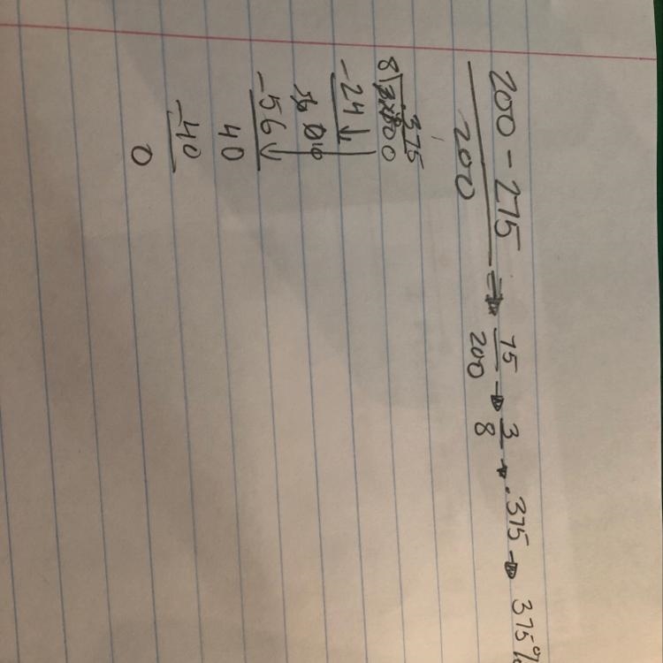 What is the percentage increase if a savings account grew from $200 to $275?-example-1