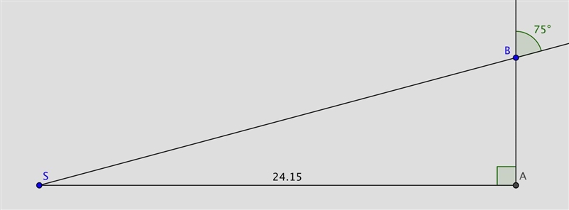 If the angle that the sun makes with the side of a building is 75°, and the distance-example-1