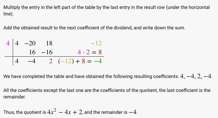 Show your process (best you can) for finding the remainder for the quotient:(4x^3 - 20x-example-1