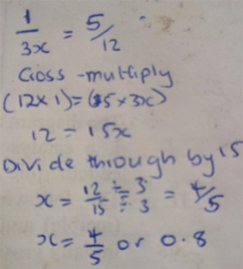 1/3x=5/12 show your work-example-1