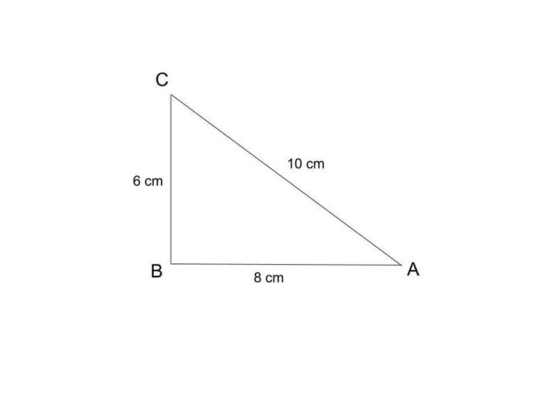 In triangle ABC, the length of AC = 10 cm and the length of BC = 6 cm. Label the triangle-example-1