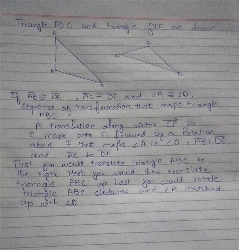 triangle ABC and triangle DEF are drawn below. If AB congruent DE, AC congruent DF-example-1