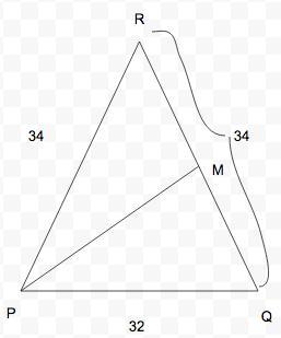 In $\triangle pqr$, we have $pq = qr = 34$ and $pr = 32$. point $m$ is the midpoint-example-1