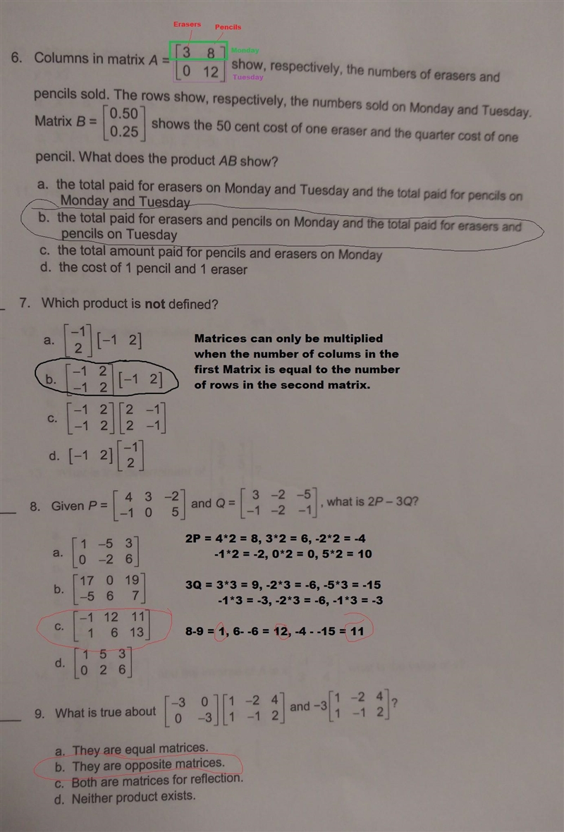 Columns in the matrix/product not defined/given/ what's true​-example-1